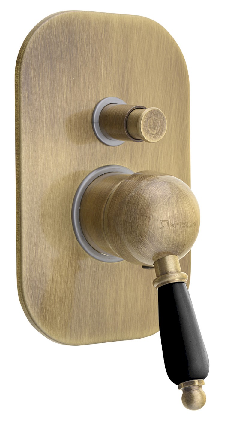 KIRKÉ BLACK podomítková sprchová baterie, 2 výstupy, černá páčka, bronz KI42NB