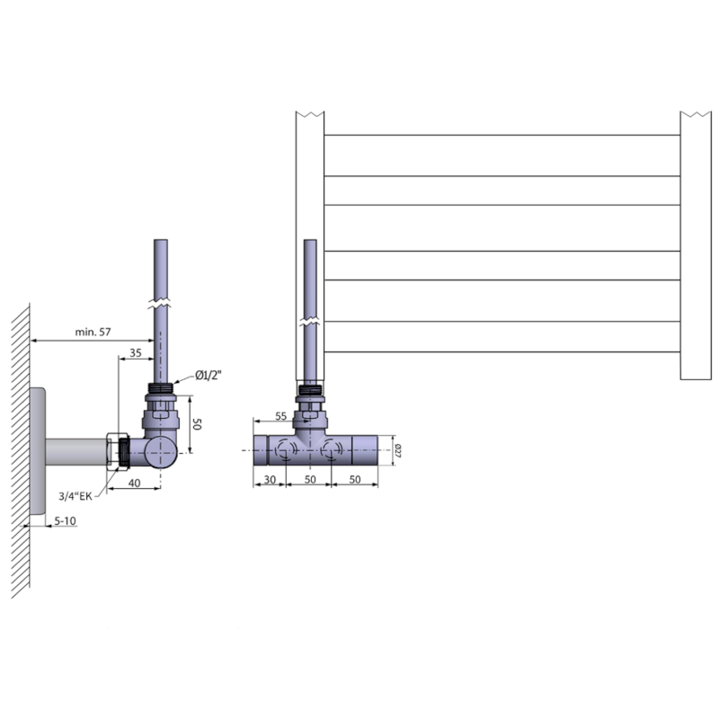MONO ONE připojovací sada ventilů jednobodová, rozteč 50mm, provedení Chrom CP2052S