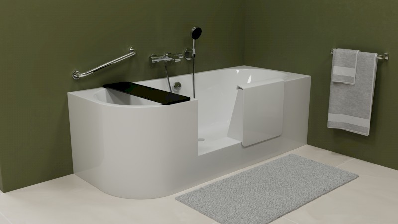 PORTAS R asymetrická vana s dvířky, 180x75x60cm, bílá 75561