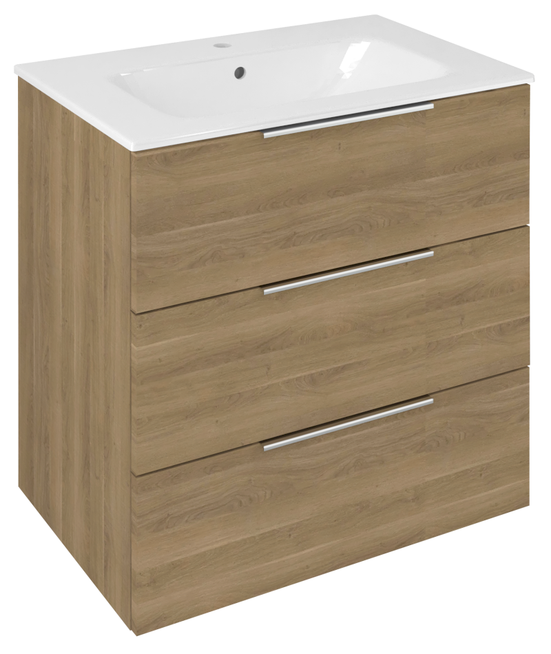 CR731-2525 (64365) CIRASA umyvadlová skříňka 69,8x75x46cm, 3x zásuvka, dub cuneo CR731-2525