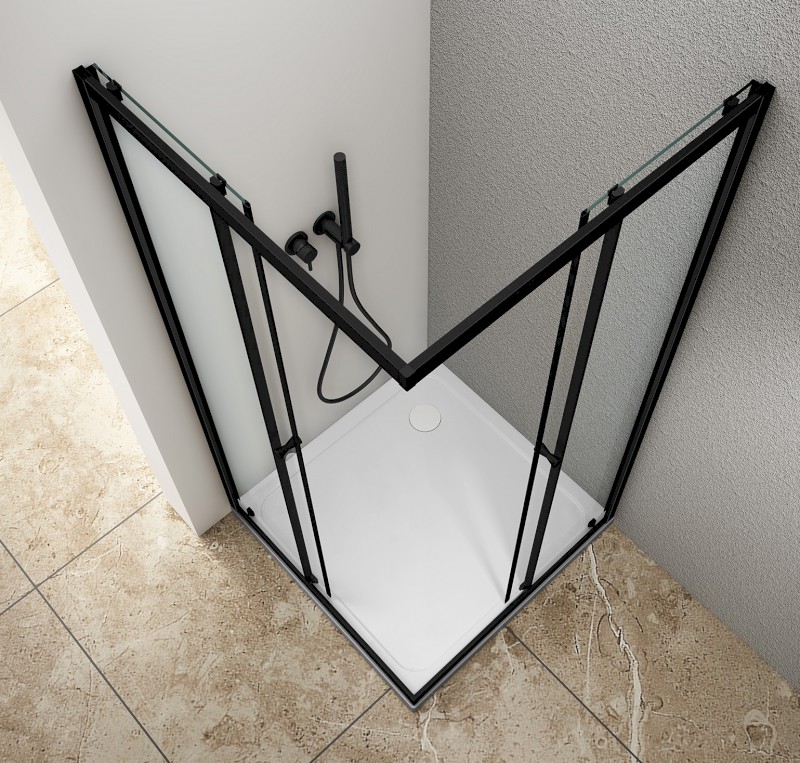 AGGA BLACK čtvercová sprchová zástěna 800x800mm, čiré sklo BLF808