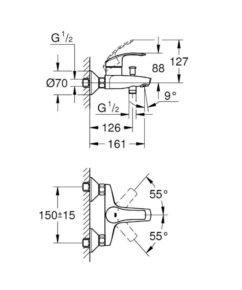 Eurosmart Vanová baterie, chrom GROHE 33300002