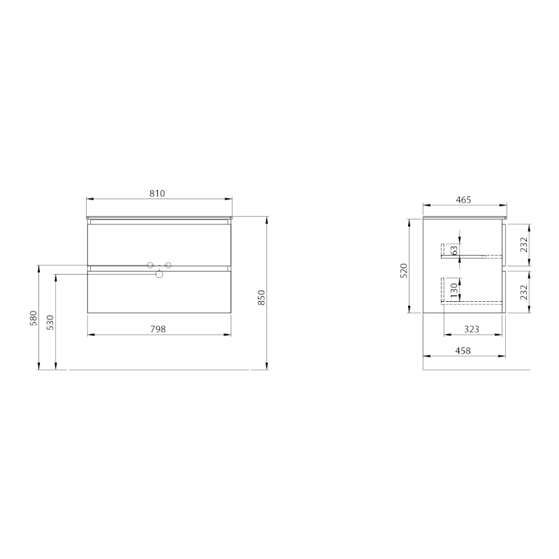EZARA umyvadlová skříňka 79,8x52x46cm, dub alabama EZ801-2222