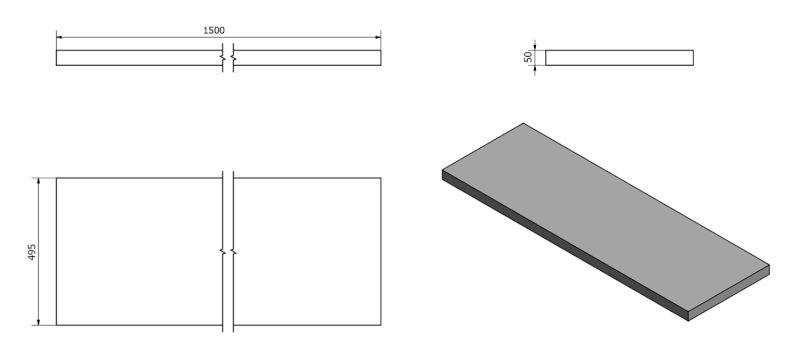 AVICE deska pod umyvadlo 150x50cm, tl.5cm, dub Rover AV154