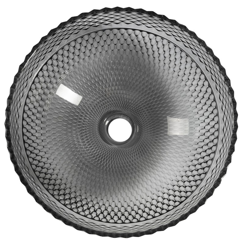 MARAC skleněné gravírované umyvadlo na desku Ø 39,5cm, černá TY310