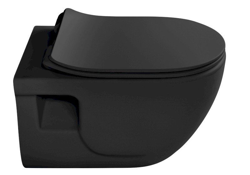 BRILLA závěsná WC mísa, Rimless, 36,5x53cm, černá mat 100614-110