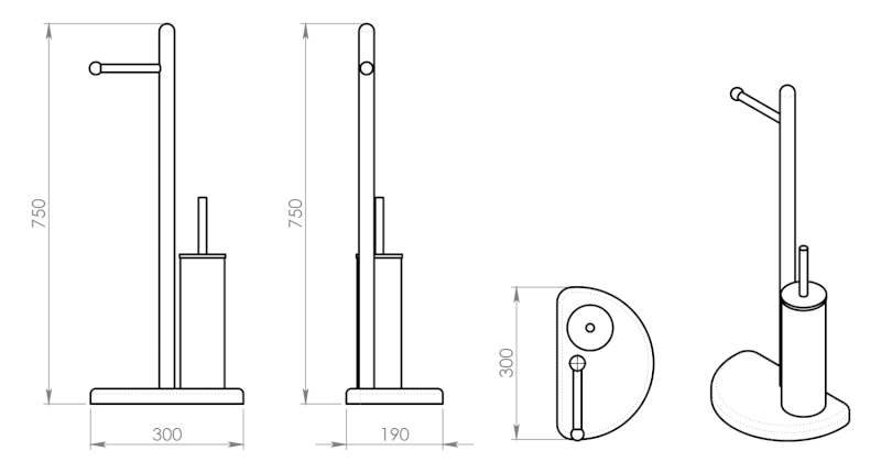 HIBISCUS stojan s držákem na toaletní papír a WC štětkou, chrom HI32