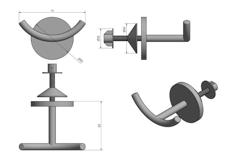 Dvojháček pro rovná a oblá otopná tělesa, černá mat 1801-23B