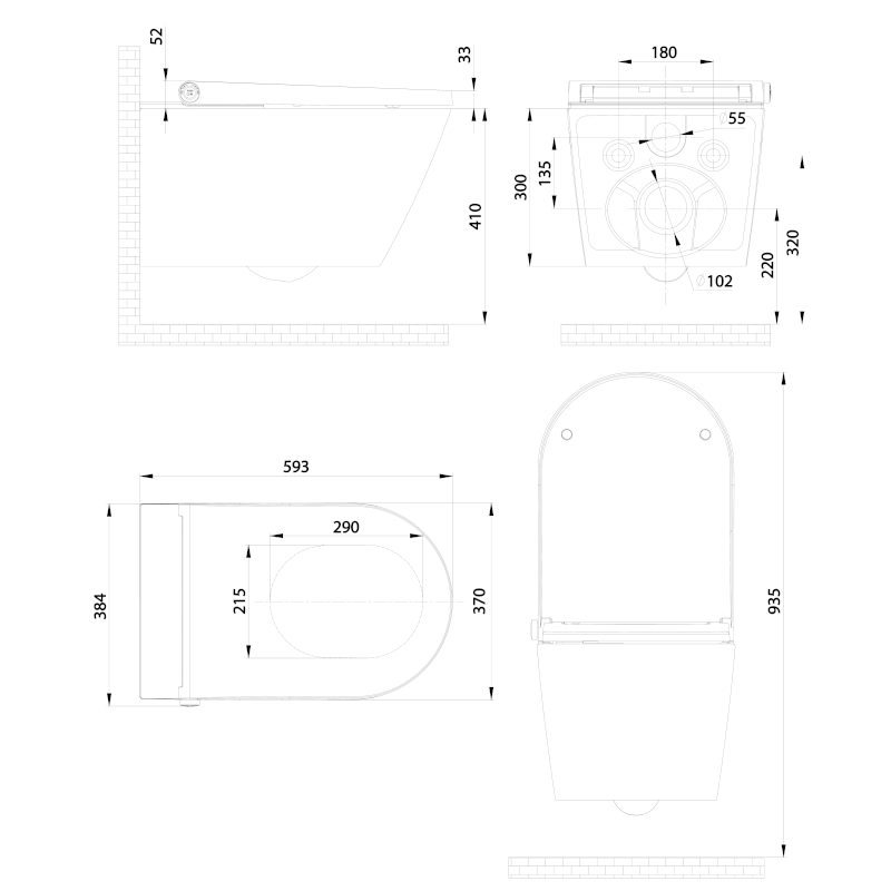 VEEN CLEAN závěsné WC s integrovaným elektronickým bidetem VE421