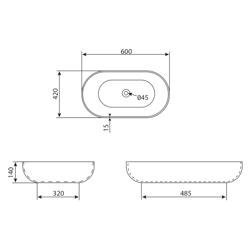 CALEO keramické umyvadlo na desku, 60x42cm, breccia mramor CA590BM