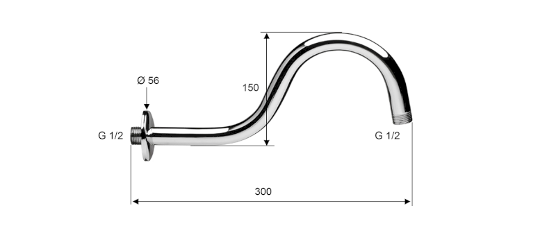 Sprchové ramínko kulaté tvar S, 300mm, chrom BR551