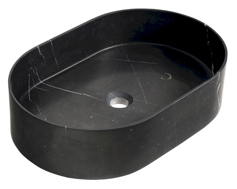 BLOK kamenné umyvadlo na desku, 55x37cm, matný černý Marquin 2401-51