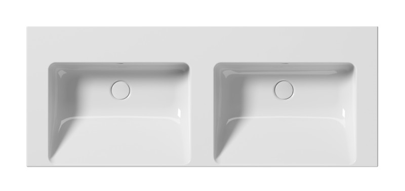 NORM keramické dvojumyvadlo 125x50cm, bez otvoru, bílá ExtraGlaze 8627011