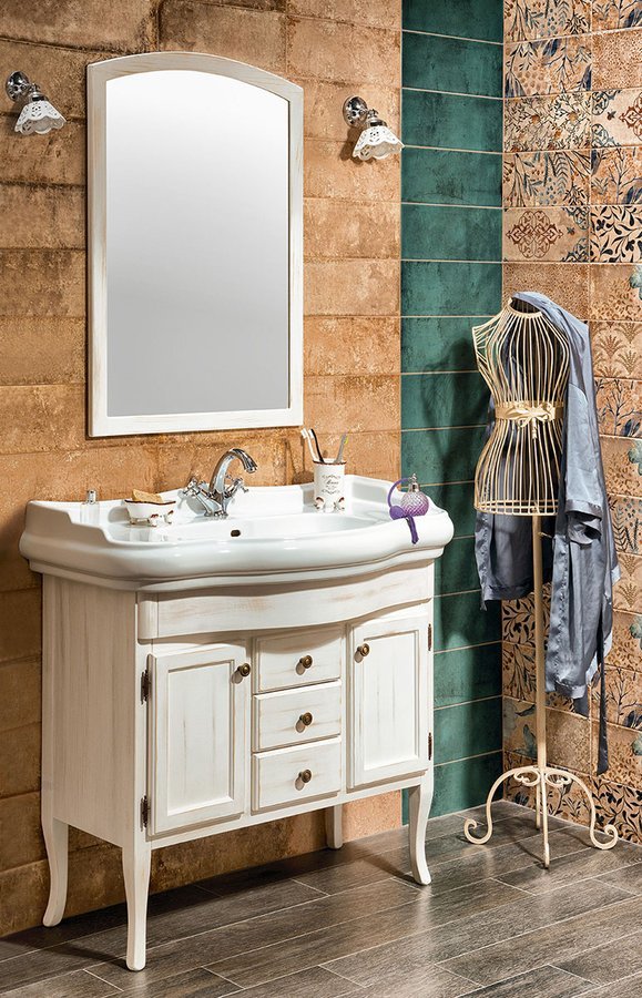 RETRO umyvadlová skříňka 89x80x48cm, starobílá 1621