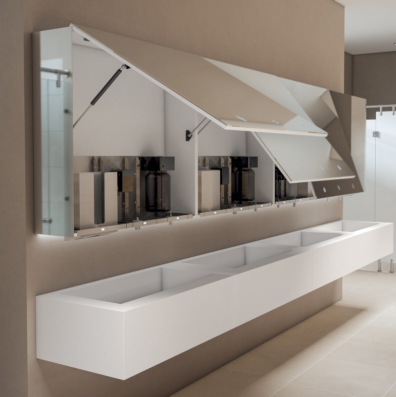 BASIC zrcadlová skříňka 80cm s automatickým dávkovačem mýdla a senzorovým osoušečem rukou MUM000120