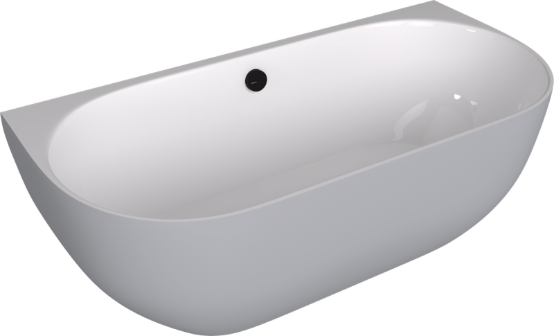 PAGODA nástěnná vana litý mramor 170x85x58cm, bílá/šedá mat 72976.32