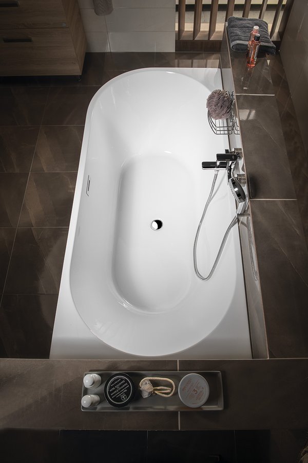 TIBERA R rohová stojící vana, 170x80cm, bílá E1015