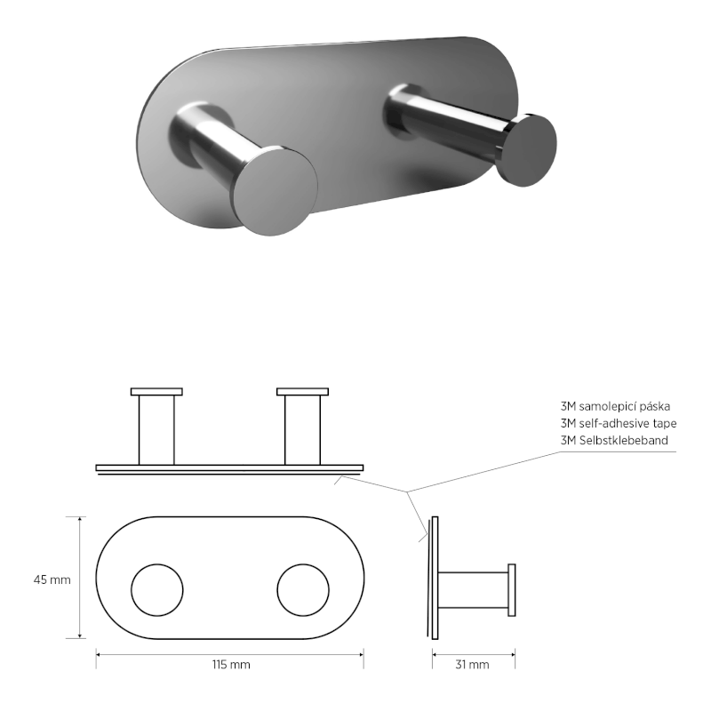 X-ROUND samolepící dvojháček, nerez lesk XR220