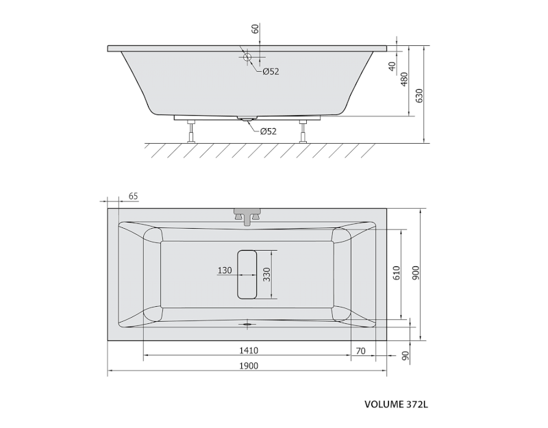 MARLENE obdélníková vana 190x90x48cm, bílá 71607