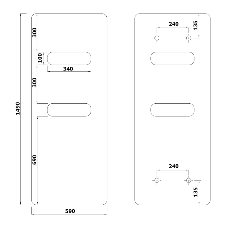 TABELLA OPEN otopné těleso 590x1490 mm, černá mat MI1457