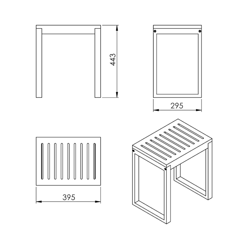 HIMALAYA koupelnová stolička,  39,5x44,3x29,5cm, bambus 3072