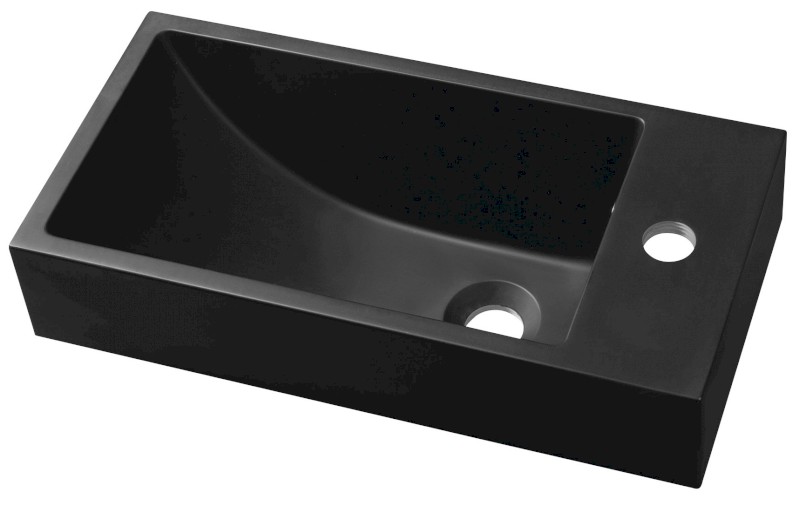 ARIANA umývátko, litý mramor, 50x25cm, baterie vpravo, černá mat SM016B