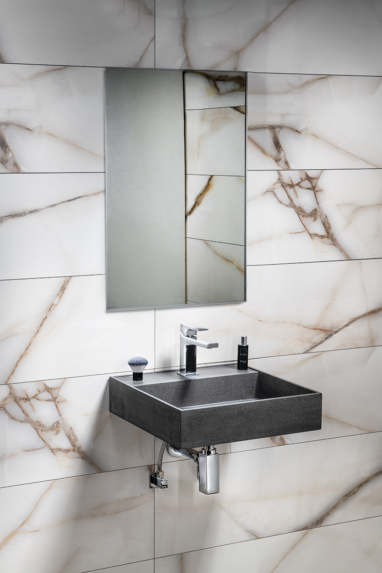 QUADRADO betonové umyvadlo včetně výpusti, 46x46cm, černý granit AR468