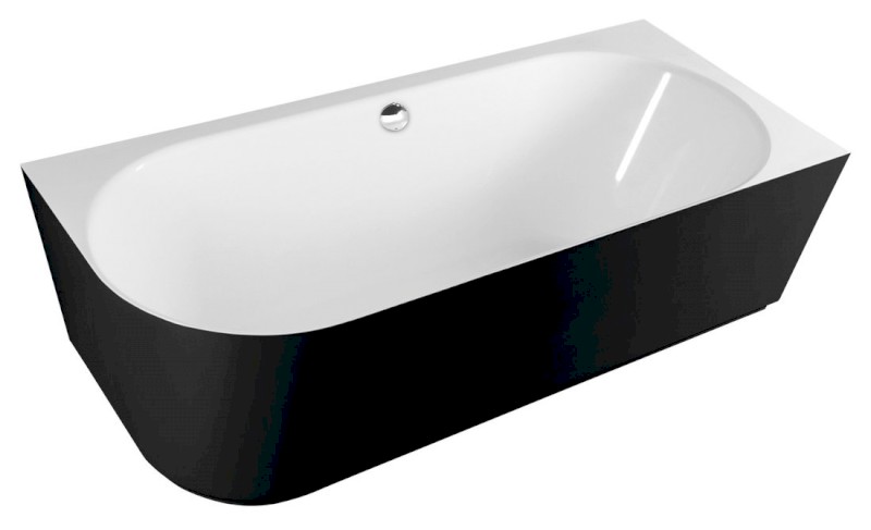 SUSSI R rohová stojící vana litý mramor 160x70x49,5cm, černá/bílá 80219R