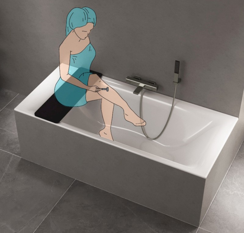 UNIVERSAL sedák na vanu, 80x25 cm, černá 73259