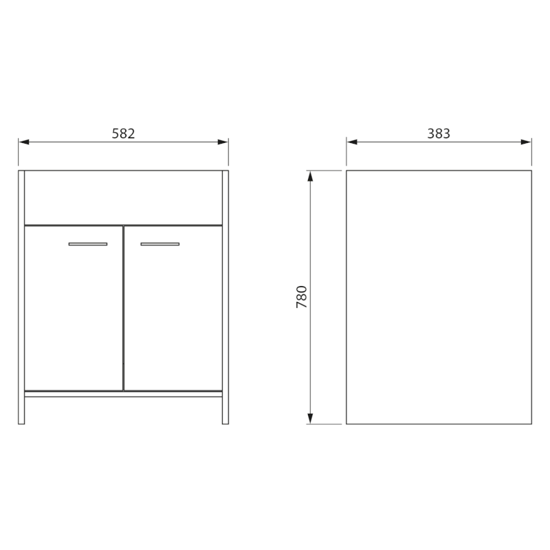 Skříňka pod výlevku 58,2x78x38,3cm, plast, bílá PI28038
