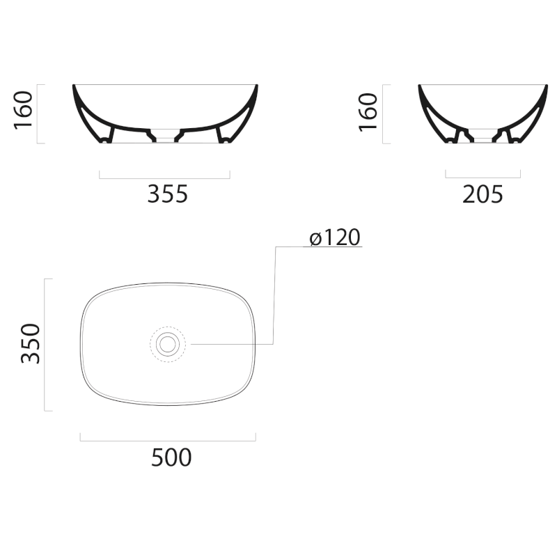 NUBES keramické umyvadlo na desku 50x35cm, agave mat 978404