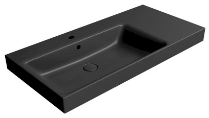 NUBES keramické umyvadlo 100x50cm, s odkládací plochou vpravo, černá mat 9627126