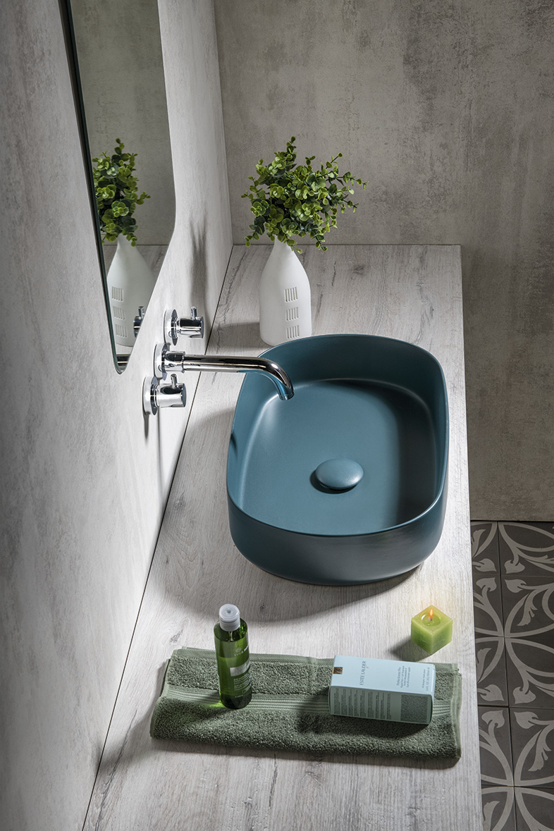 INFINITY OVAL keramické umyvadlo na desku, 55x36cm, zelená petrol 10NF65055-2P