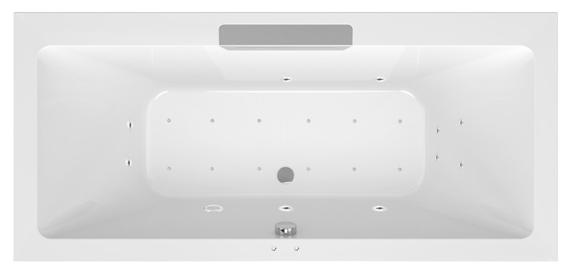 CASCATA hydromasážní vana, 185x85x45cm, kaskáda nerez, Active Hydro-Air, chrom 73836.100.2010