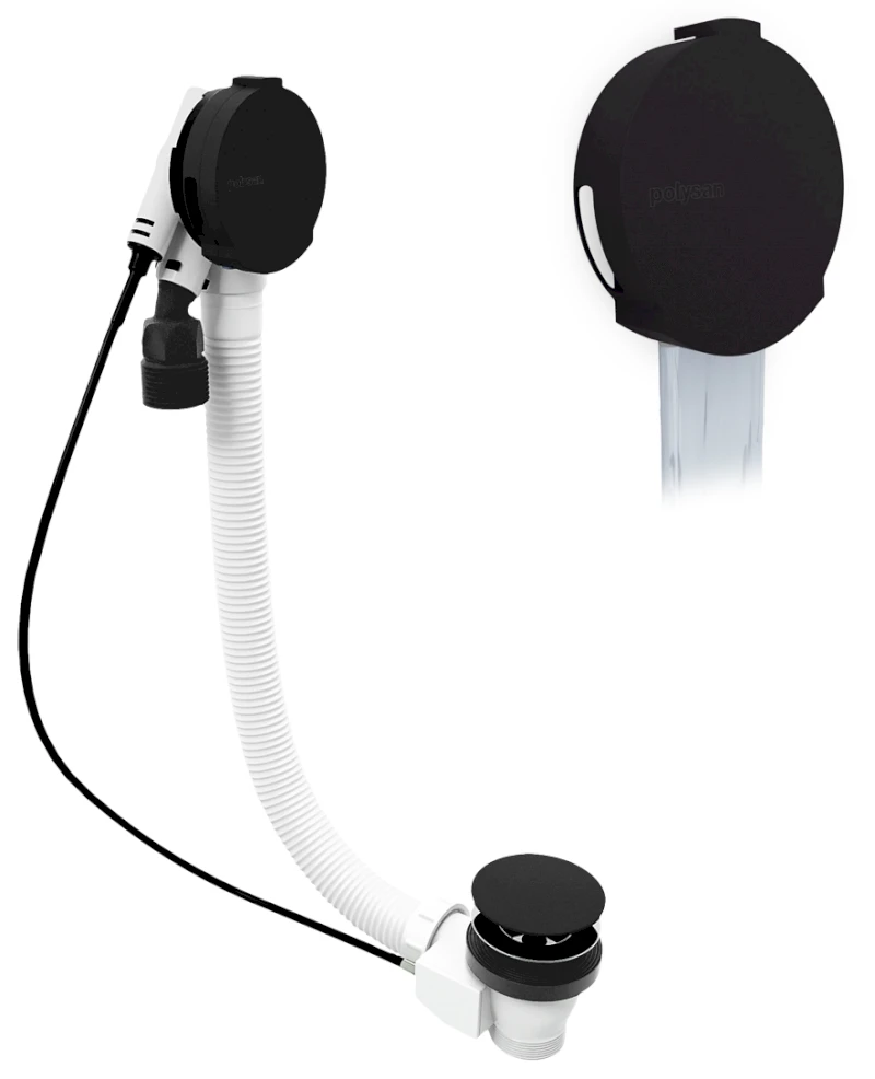 Vanová souprava s napouštěním, bovden, délka 1000mm, zátka 72mm, černá mat 71855.21