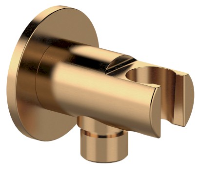 Držák sprchy kulatý, pevný, s vyústěním, zlato mat 1205-0919