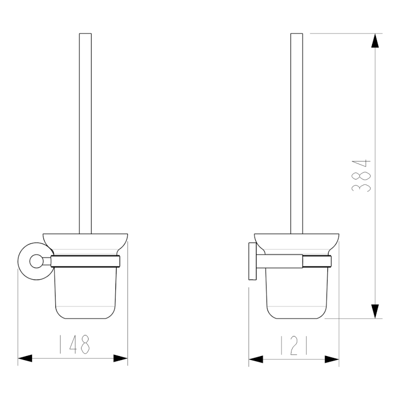 X-ROUND BLACK WC štětka závěsná, mléčné sklo, černá mat XR323B