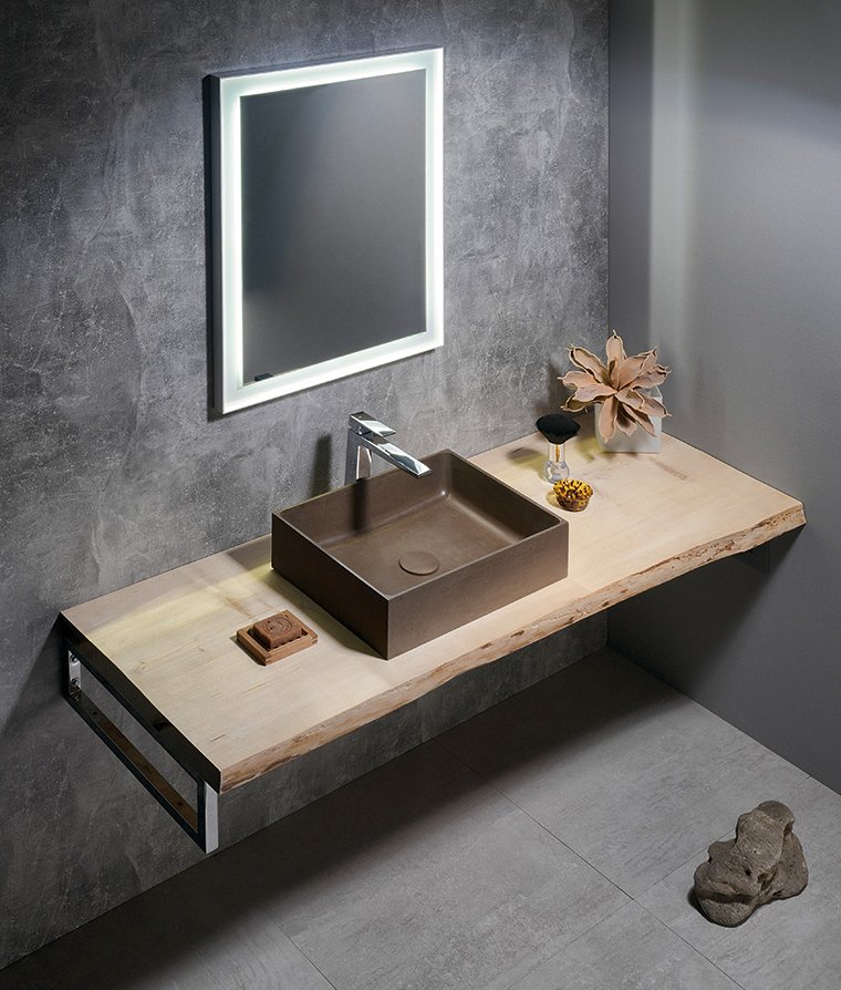 FORMIGO betonové umyvadlo na desku, 47,5x36,5cm, tmavě hnědá mat FG115