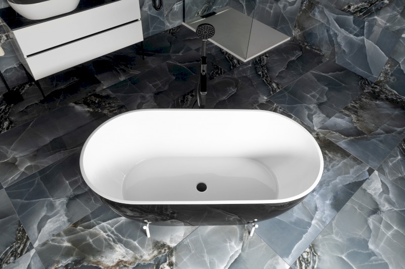 REDUTA volně stojící vana litý mramor 171x81x46cm, černá/bílá 72973