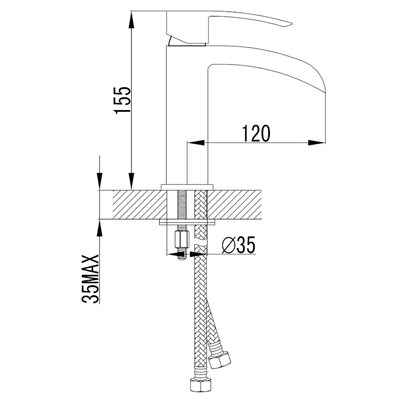 GINKO 25 stojánková umyvadlová baterie se žlábkem, v. 155mm, chrom 1101-05