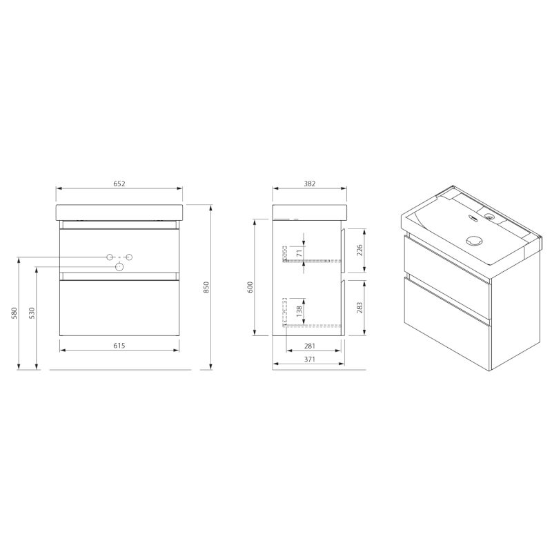 ALTAIR umyvadlová skříňka 61,5x60x37cm, dub emporio AI368