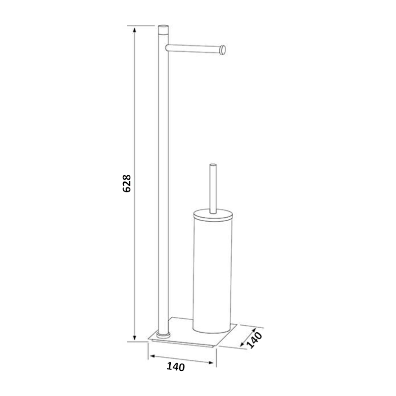 TRILLY stojan s držákem na toaletní papír a WC štětkou, hranatý, černá mat/bambus TR3241