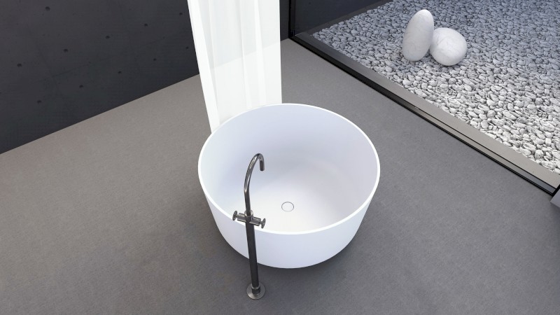 ESTATIS volně stojící vana litý mramor ø110x51cm, bílá mat 93868