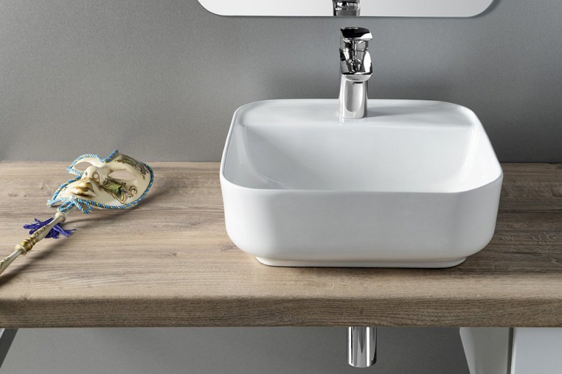 MOLVENO keramické umyvadlo na desku, 39,5x39,5 cm, bílá AR453