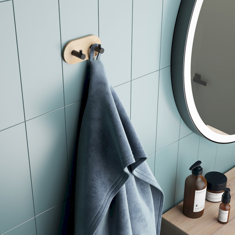 HIMALAYA samolepící dvojháček, kulatý, černá/bambus 1127