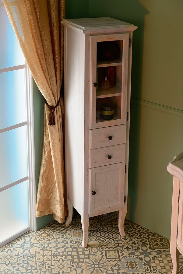 RETRO skříňka vysoká 40x170x36cm, starobílá, pravá 1665