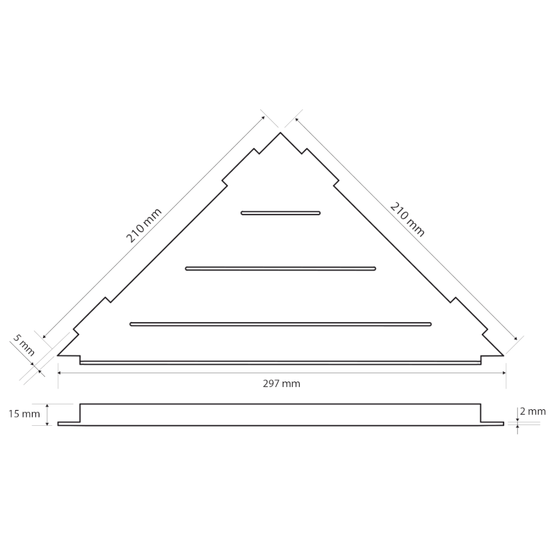 SMART rohová police do spár 297x15x210mm, černá mat XJ615B