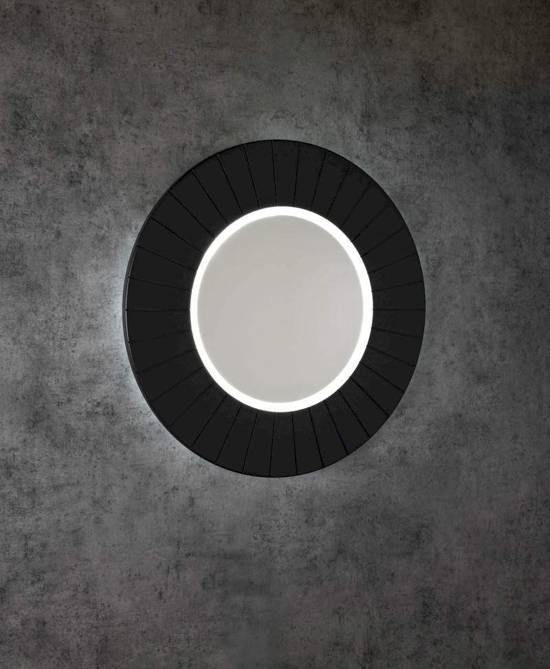 LUMIRO STRIP kulaté zrcadlo s LED osvětlením v rámu ø 90cm, carina LR950-4141S