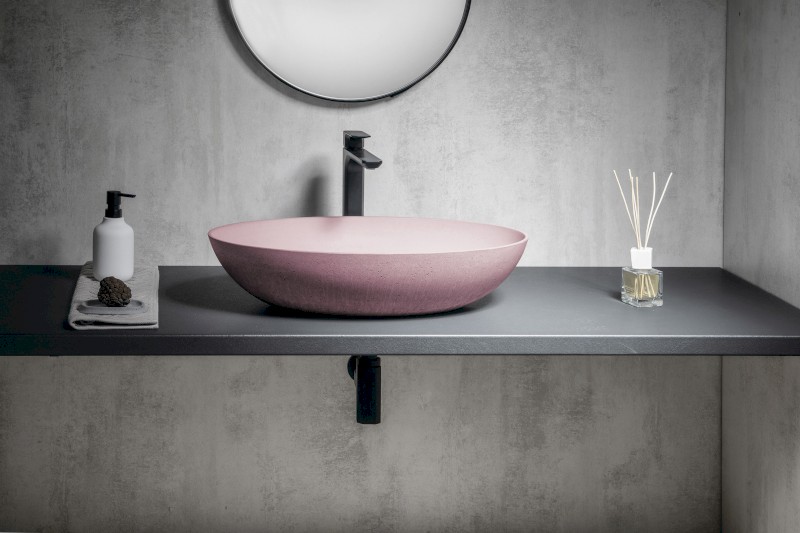 FORMIGO betonové umyvadlo na desku, 60x40cm, růžová mat FG221