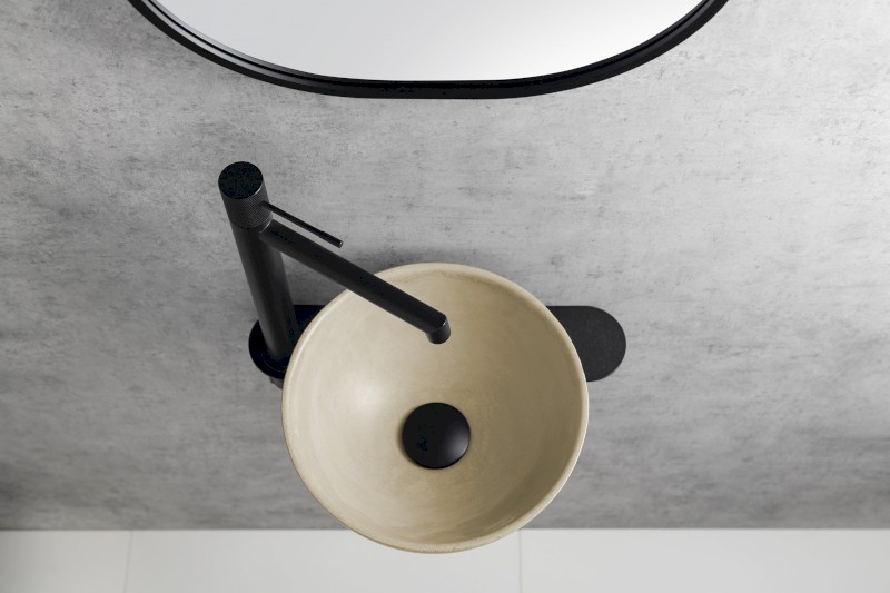 MINOR betonové umývátko na desku, Ø 26cm, žlutá mat MR26022